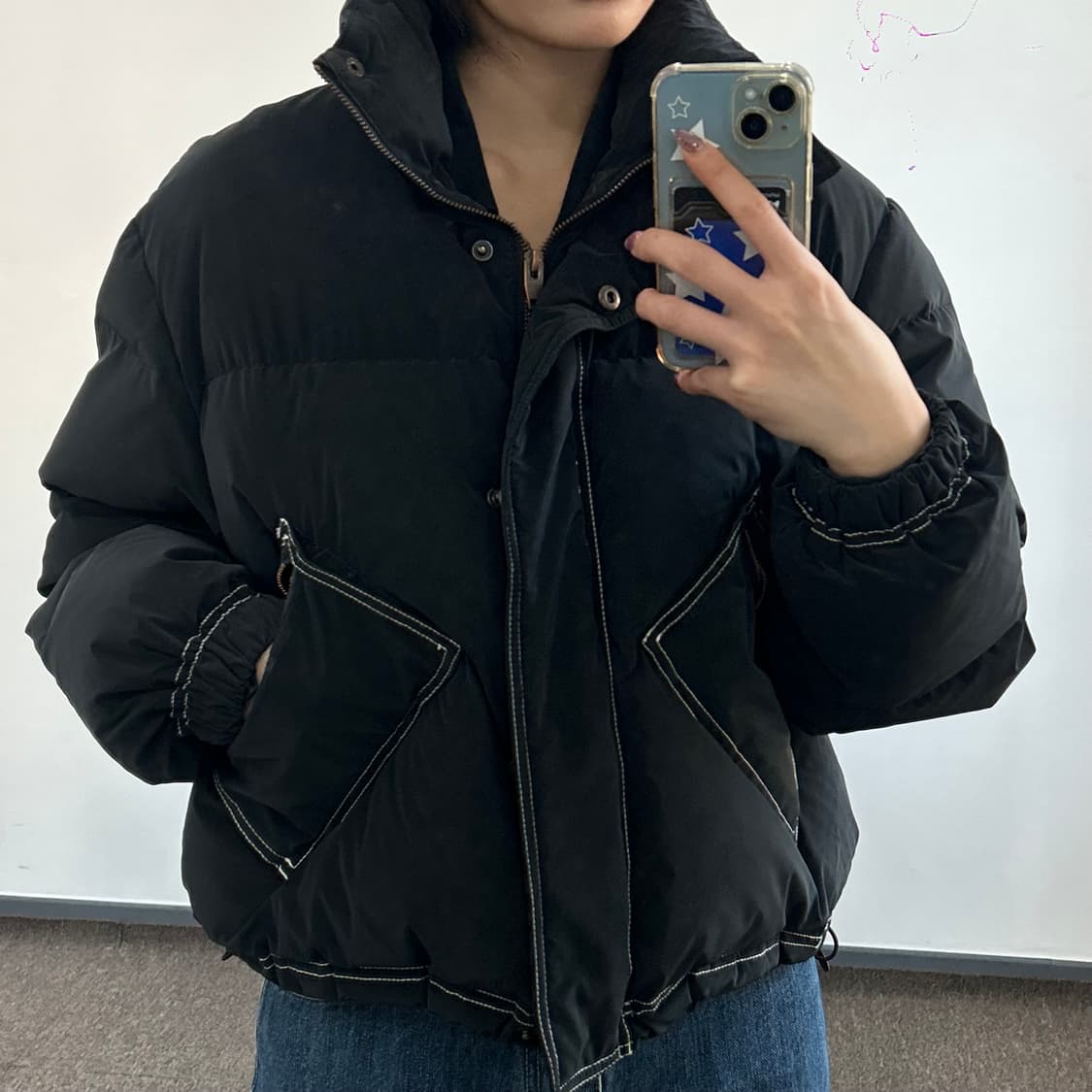 Matin kim  마땡킴 스티치 코딩 매트블랙 패딩 상품이미지2