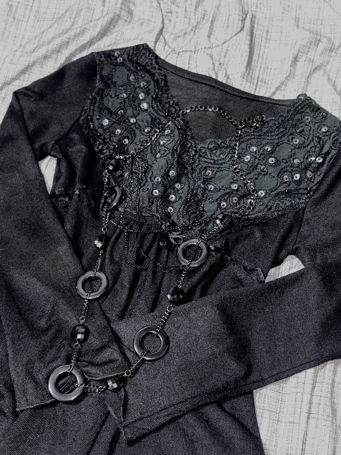 Vintage 오리엔탈 블랙 긴팔 슬리브 상품이미지1