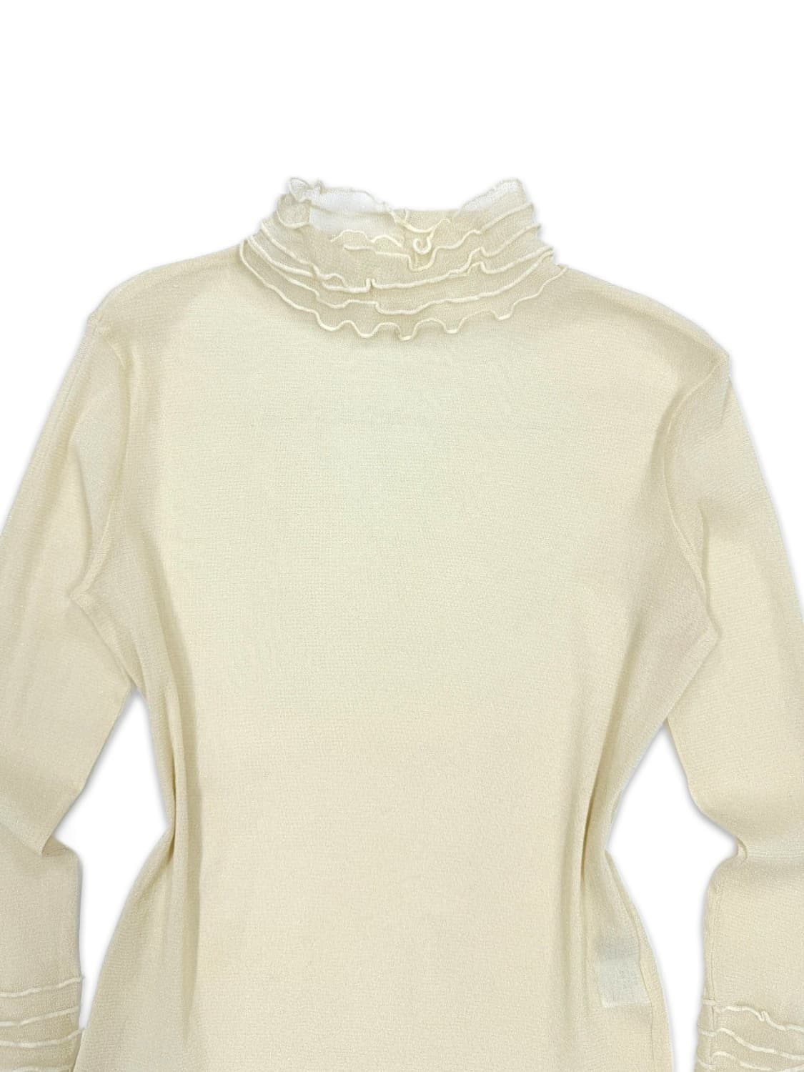 빈티지 옐로우 프릴 시스루 레이어드 긴팔티 상품이미지3