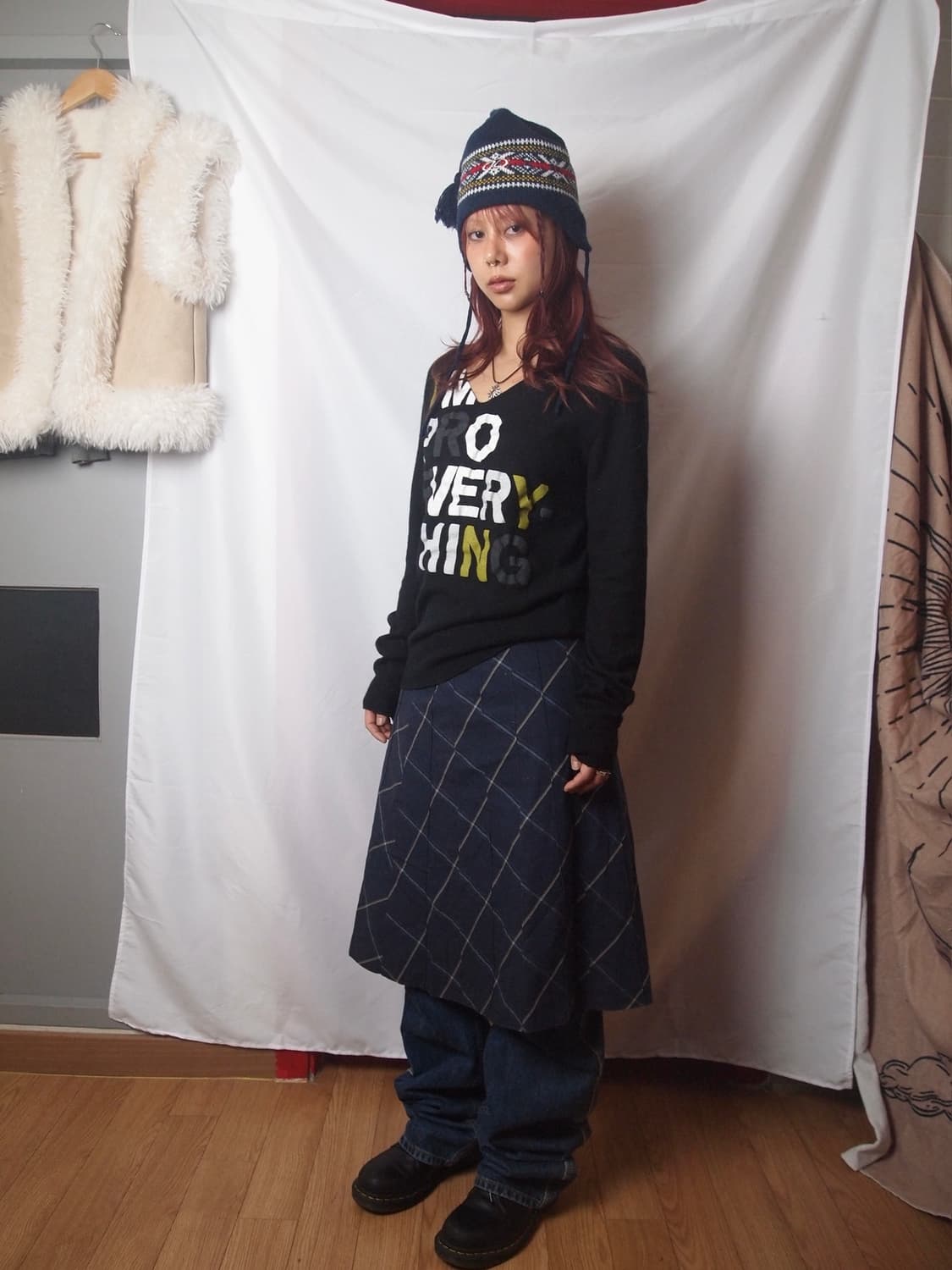 디젤 타이포 브이넥 니트 슬리브 상품이미지3