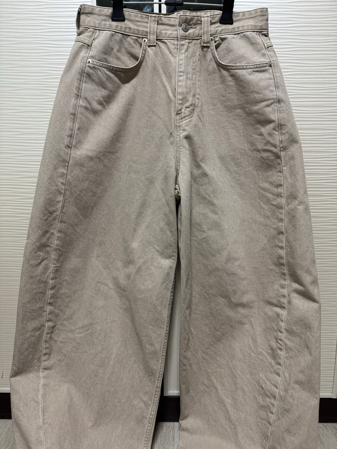 노운 wide curved denim pants(sand beige) 0 상품이미지3
