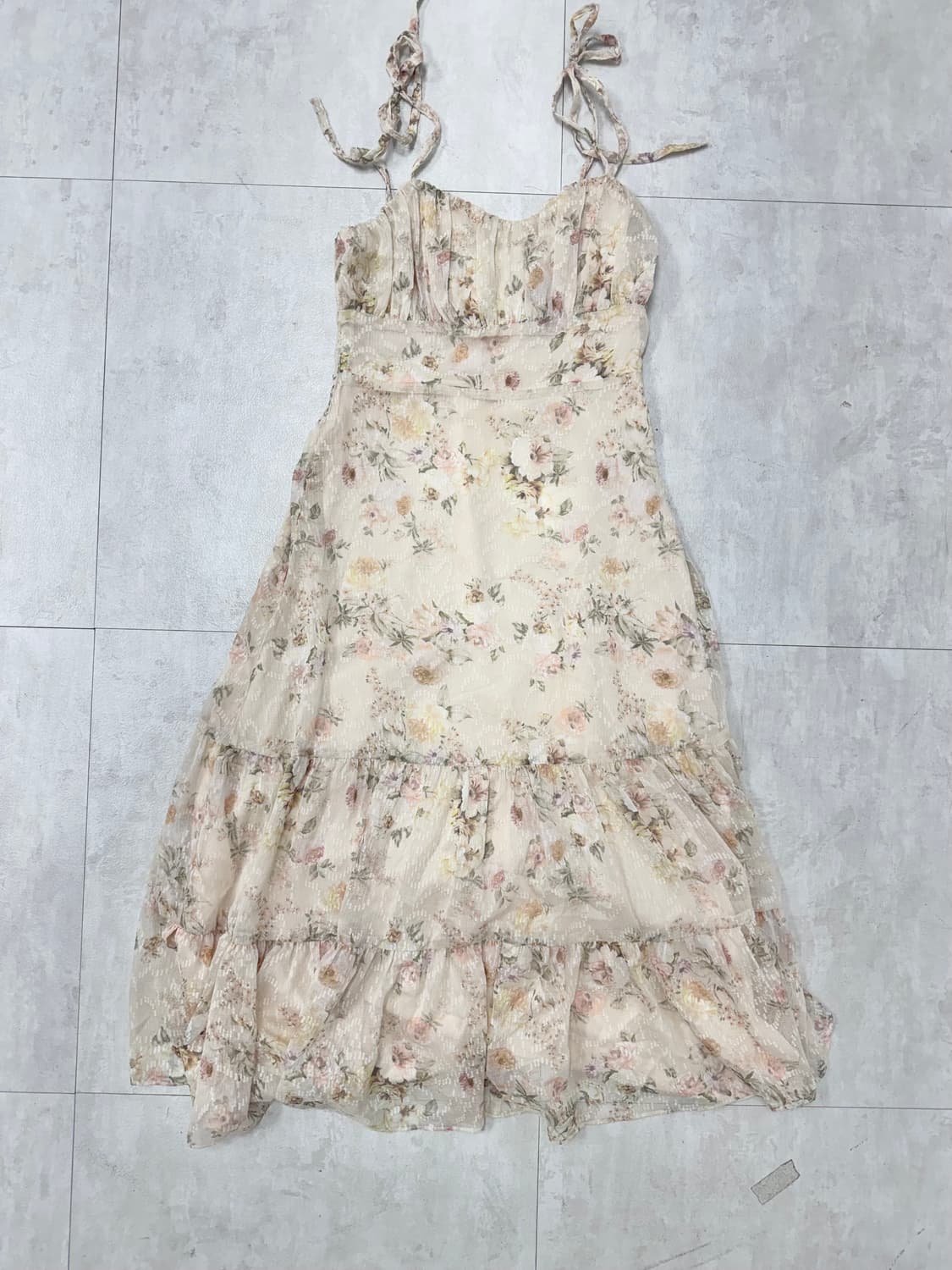 •VALLO DE NERA 플라워 쉬폰 롱 원피스 상품이미지1