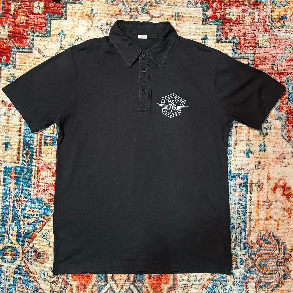 [L] 퍼플 앤 옐로우 백로고 카라 반팔 상품이미지1