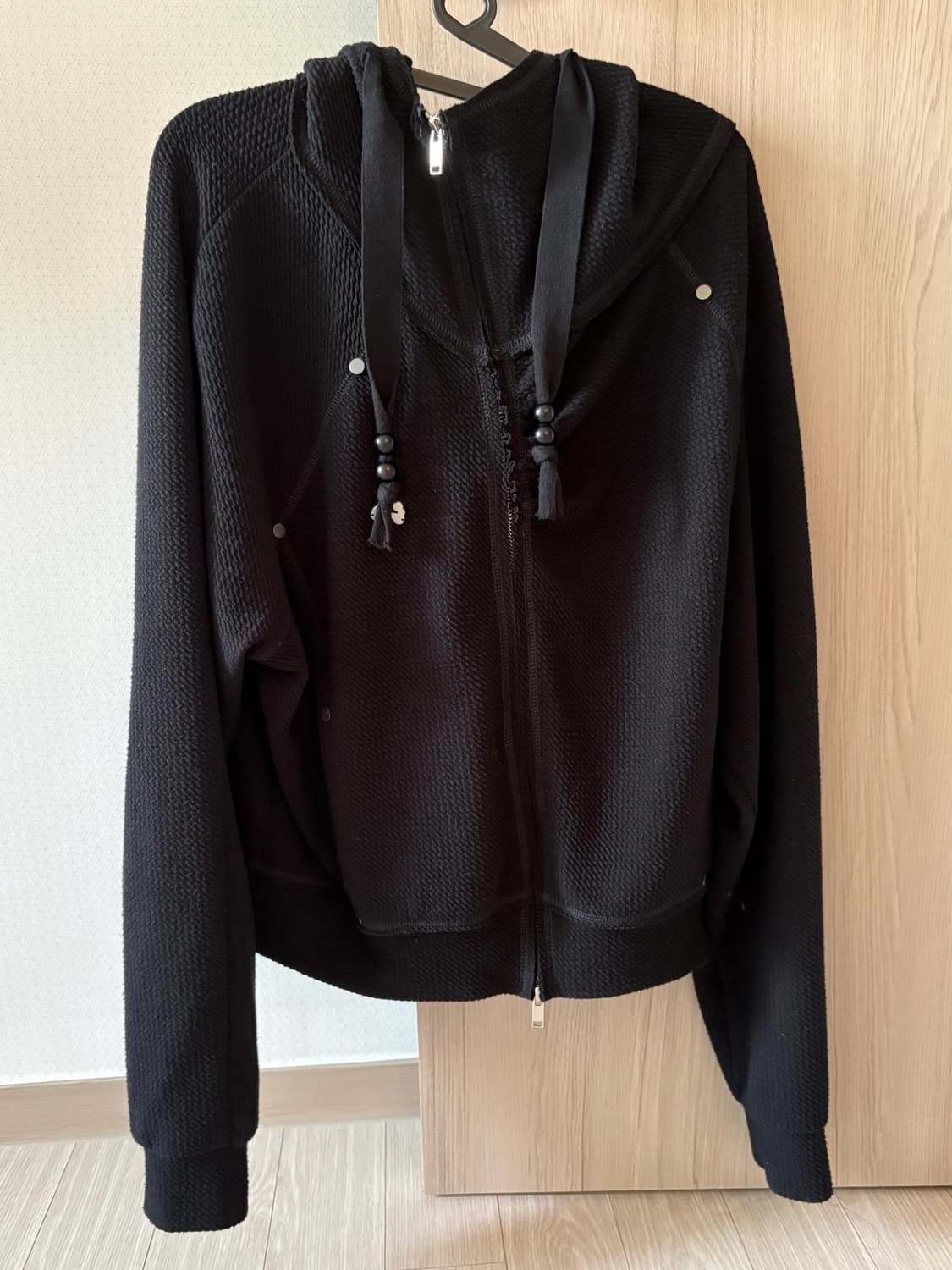 허그유어스킨 하이넥 후드집업 블랙 상품이미지6