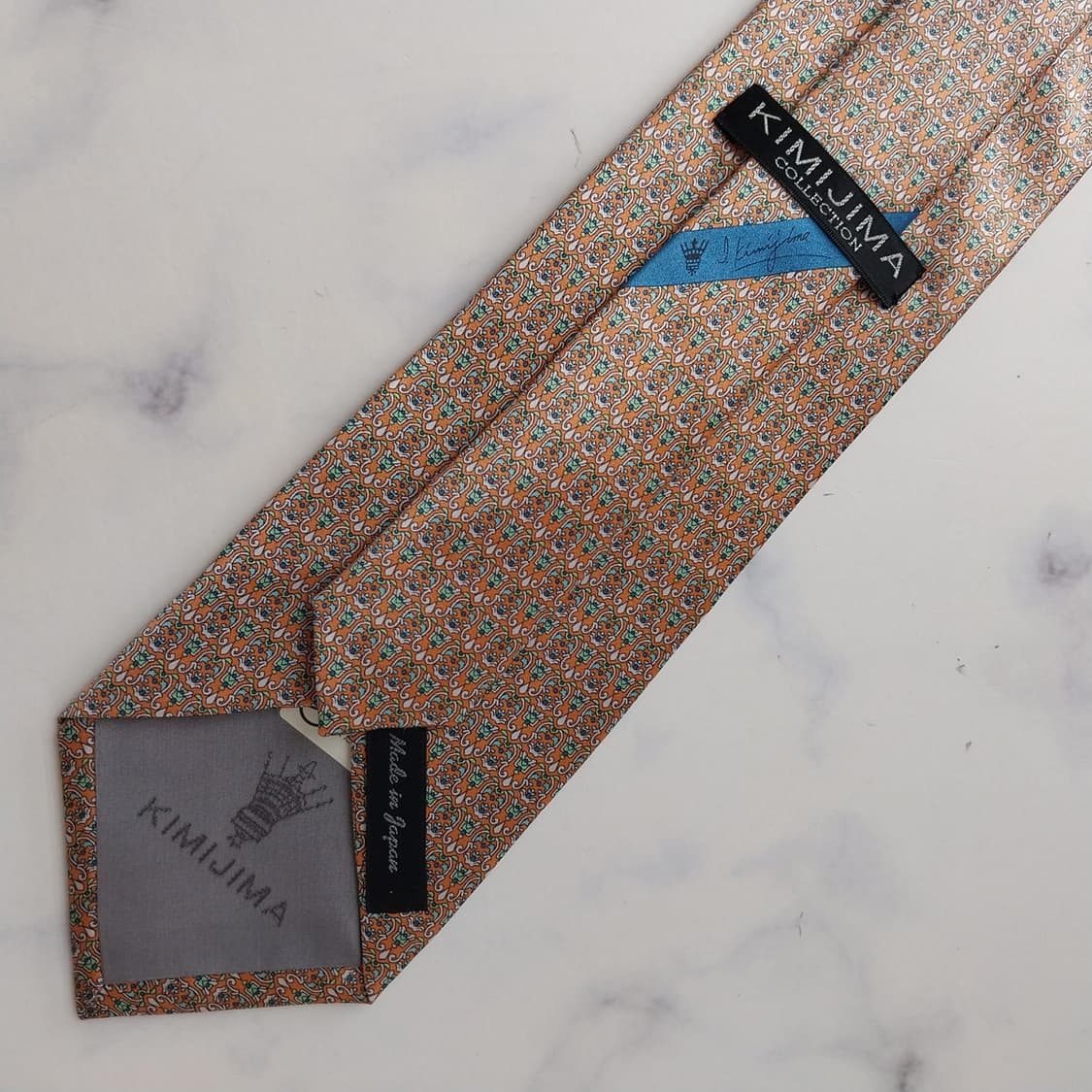키미지마 실크 오렌지 패턴 넥타이 8.8cm A+등급 K2432 상품이미지9