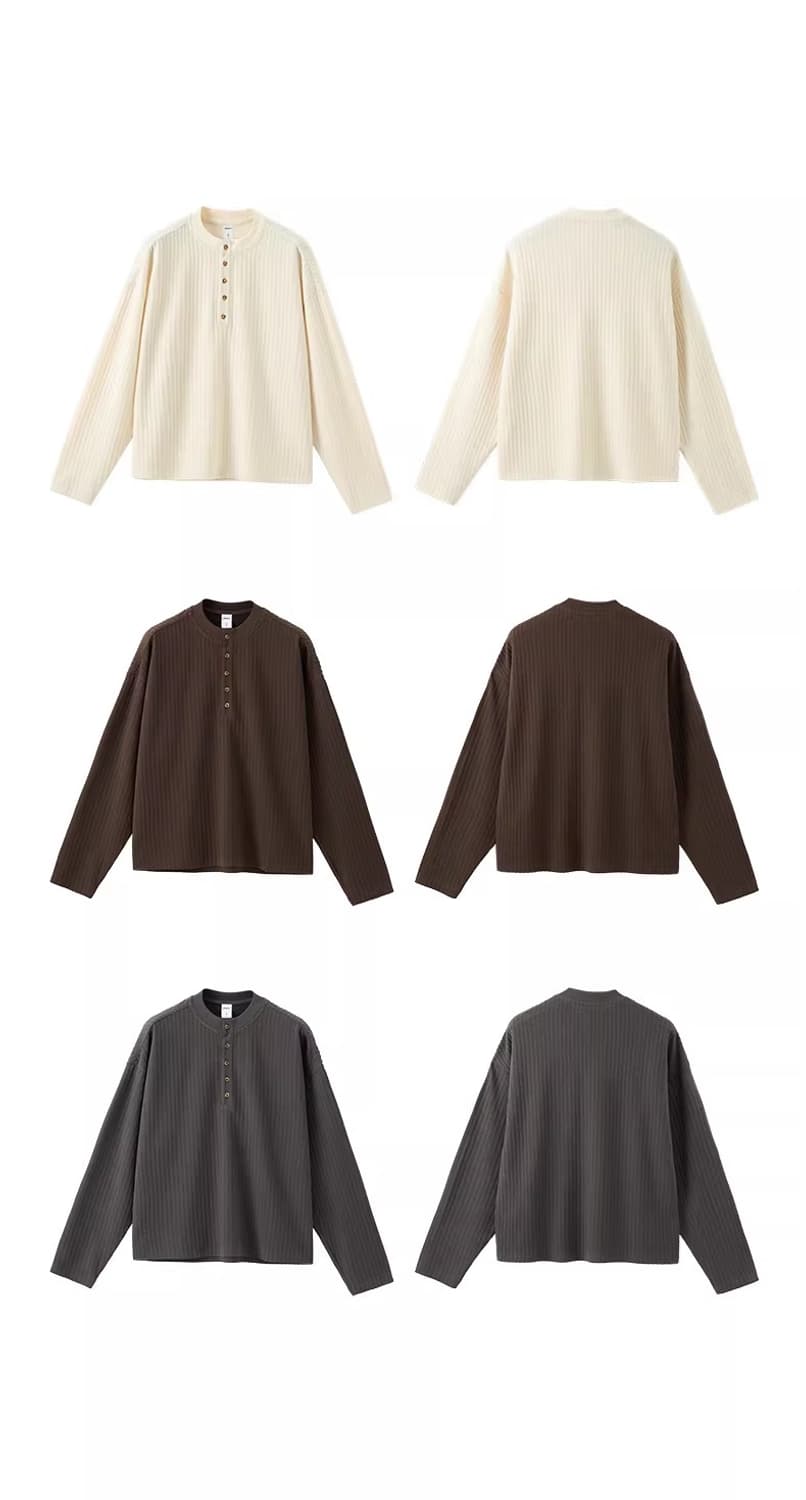 ️️️♦️ Wrinkle pleats / 링클 플리츠 헨리넥 긴팔 티셔츠 상품이미지10