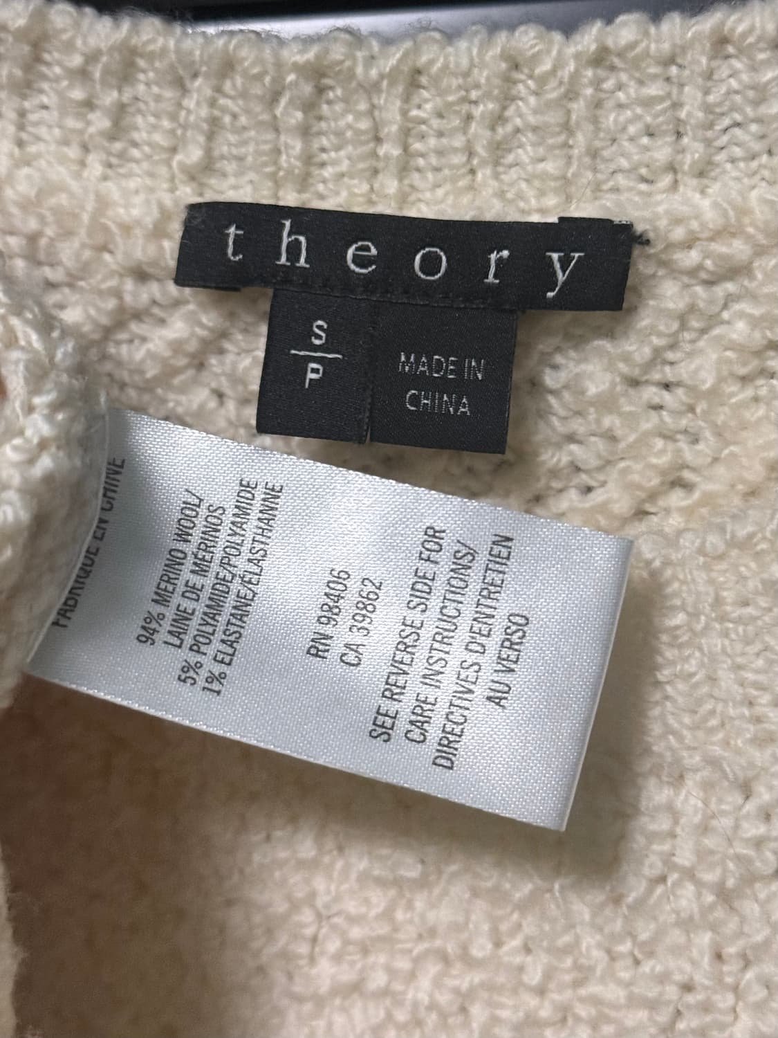 Theory 띠어리 아이보리 웨스턴 프린지 테슬 사선 메리노 울 S 90 상품이미지6