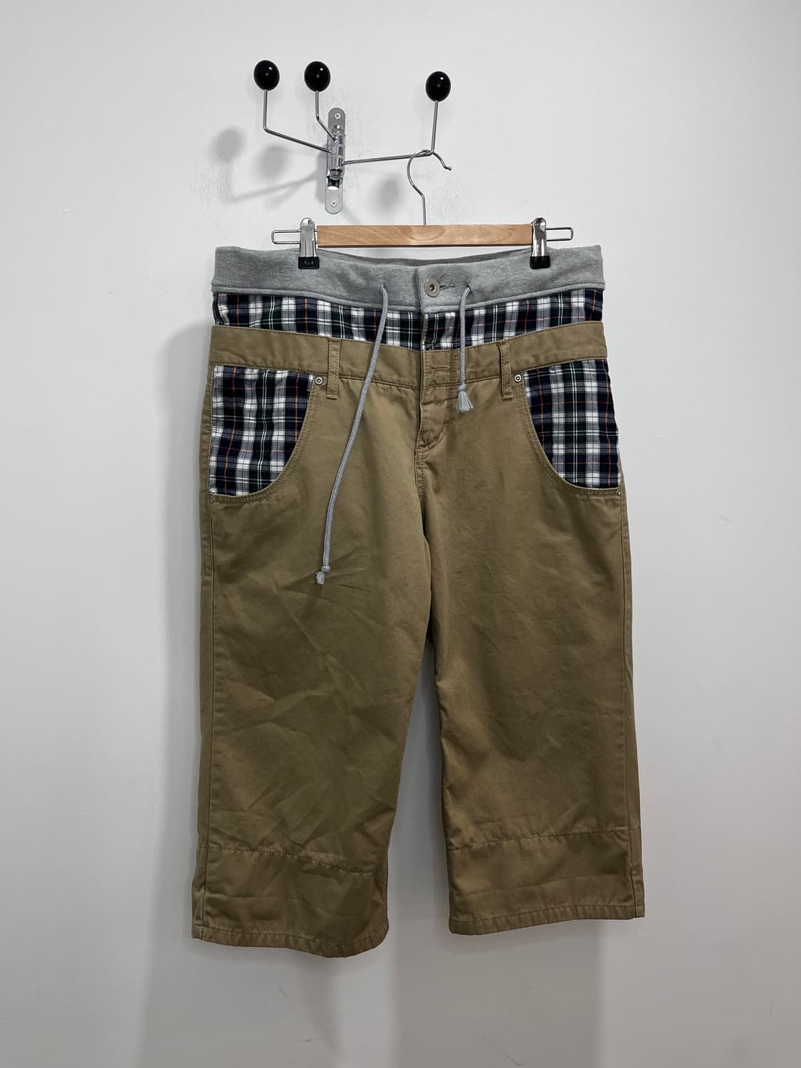 체크 레이어드 7부 카프리 팬츠 상품이미지4