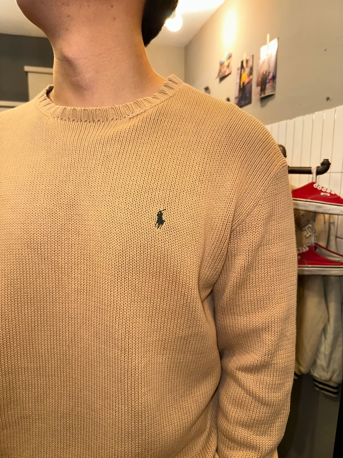90’s Polo Ralph Lauren logo beige knit 상품이미지4