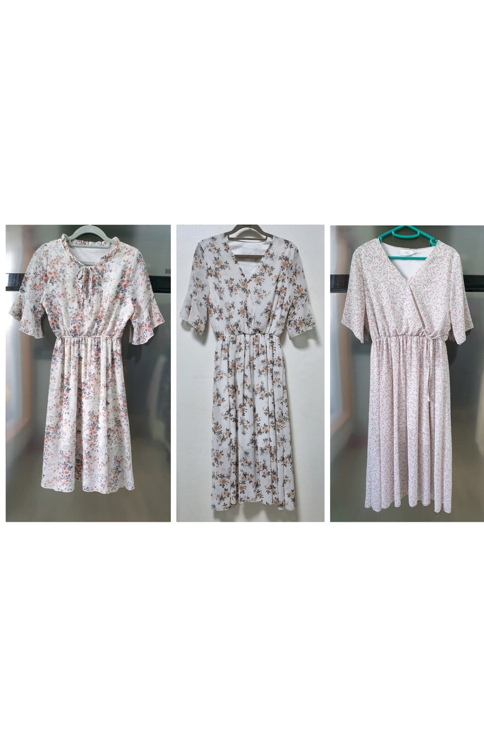 반팔 플라워 원피스3개 상품이미지1