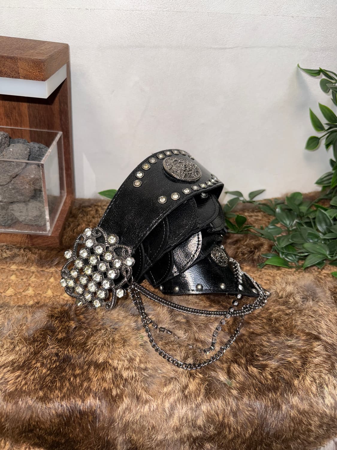 Black cubic chain buckle belt 상품이미지1