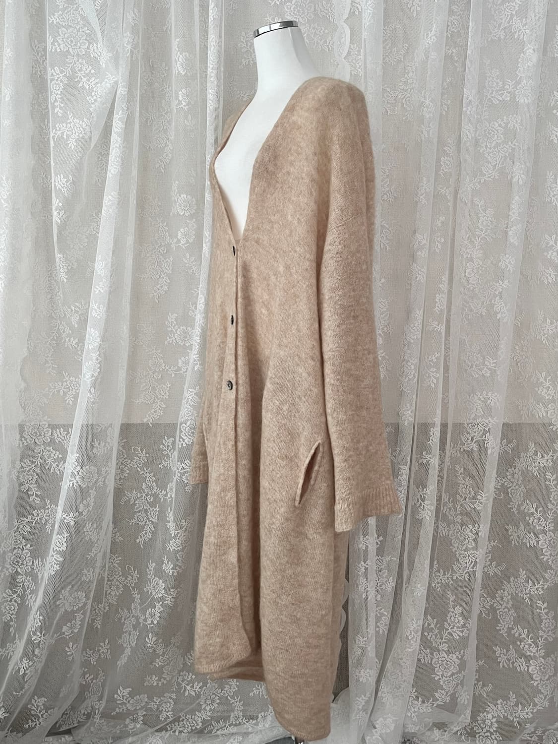 M) 스테파넬 STEFANEL 모헤어 롱 가디건 베이지 상품이미지2