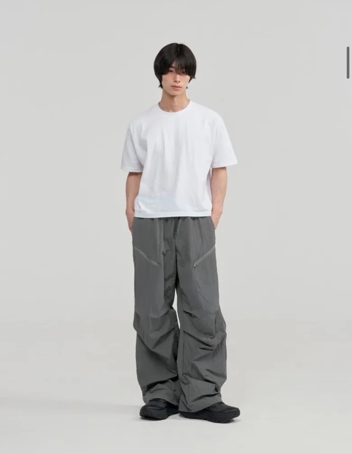 [S] 더블 레이어드 나일론 팬츠 (그레이) 상품이미지2