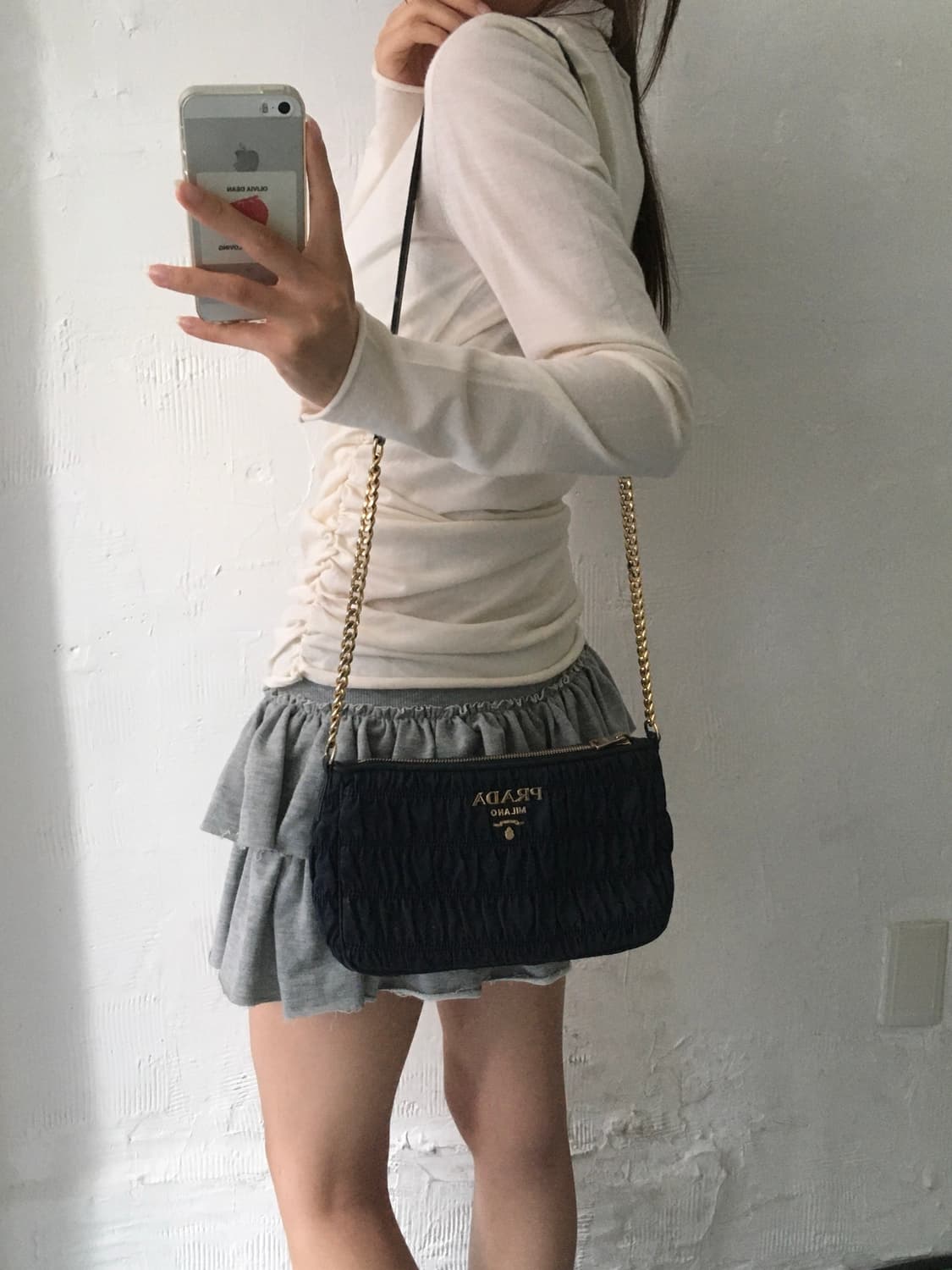PRADA 프라다 네이비 나일론 테수토 고프레 숄더백 상품이미지1