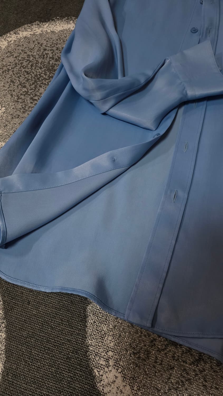 [미착용 새제품] 자라 ZARA 링클프리 블루 새틴 셔츠/블라우스 55 상품이미지4