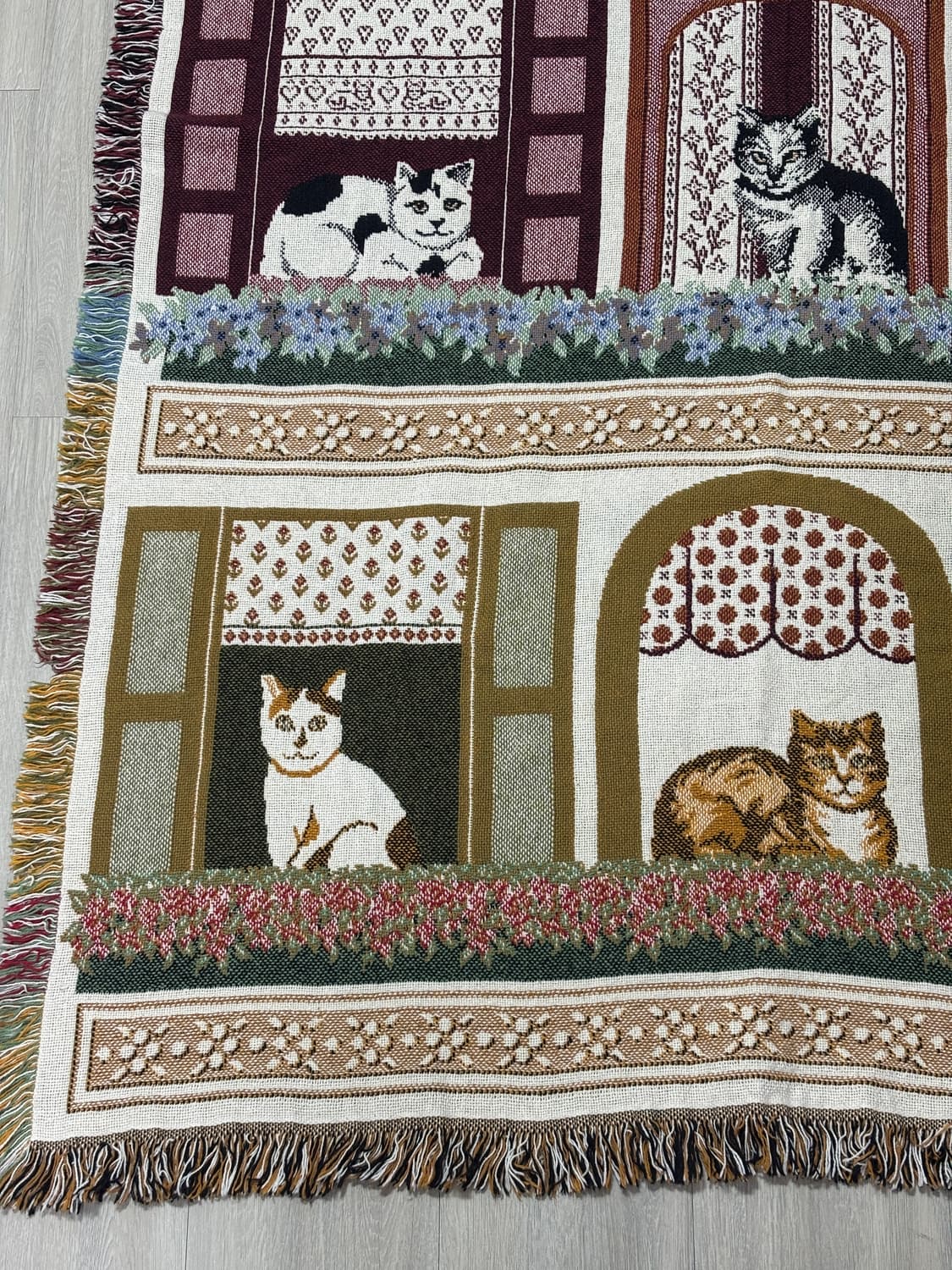 고양이 태피스트리 러그 자수 블랭킷 빈티지 상품이미지8