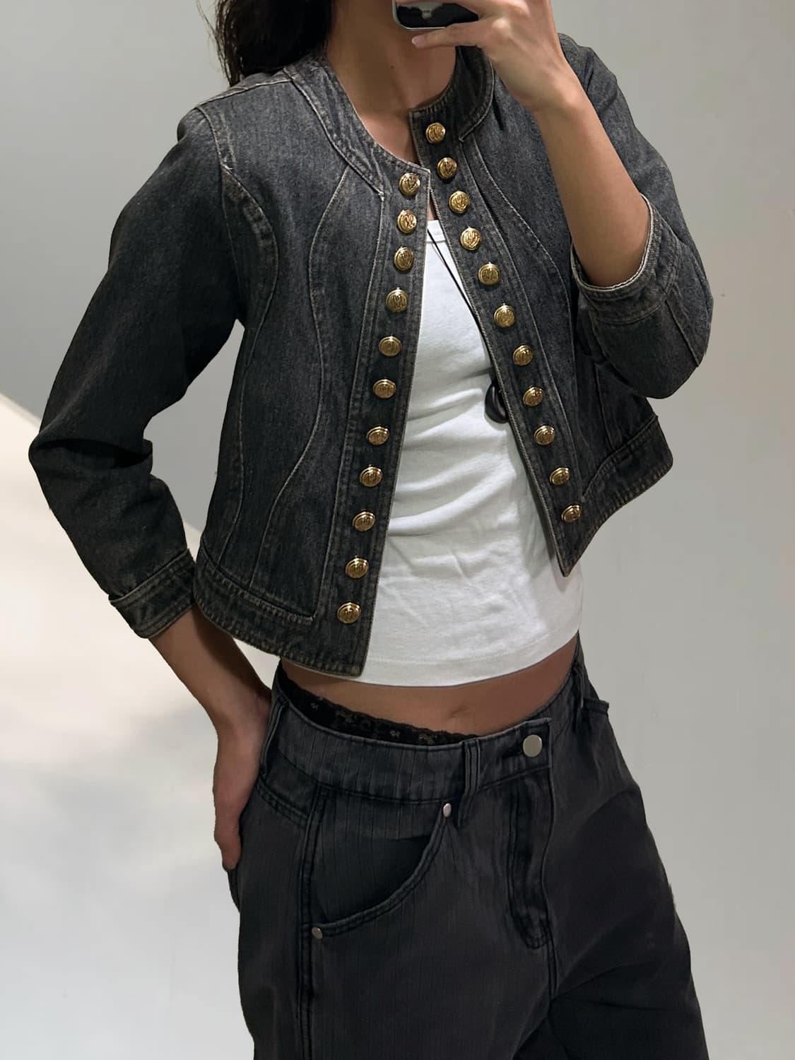 빈티지 데님 나폴레옹 자켓  상품이미지6