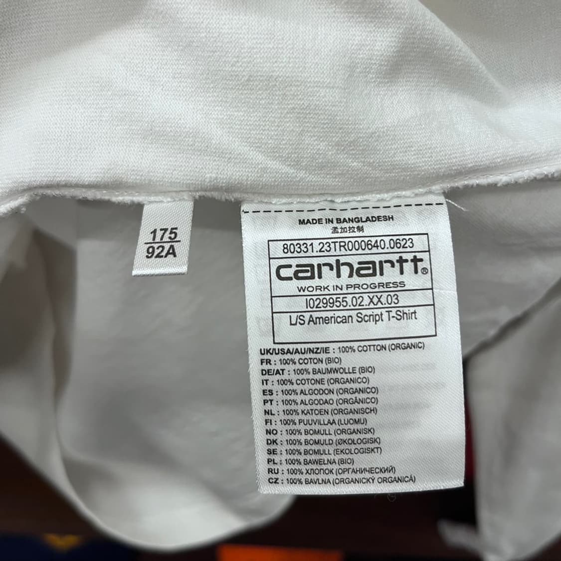 칼하트 WIP 스몰 로고 롱슬리브 워크 웨어 N463 상품이미지6