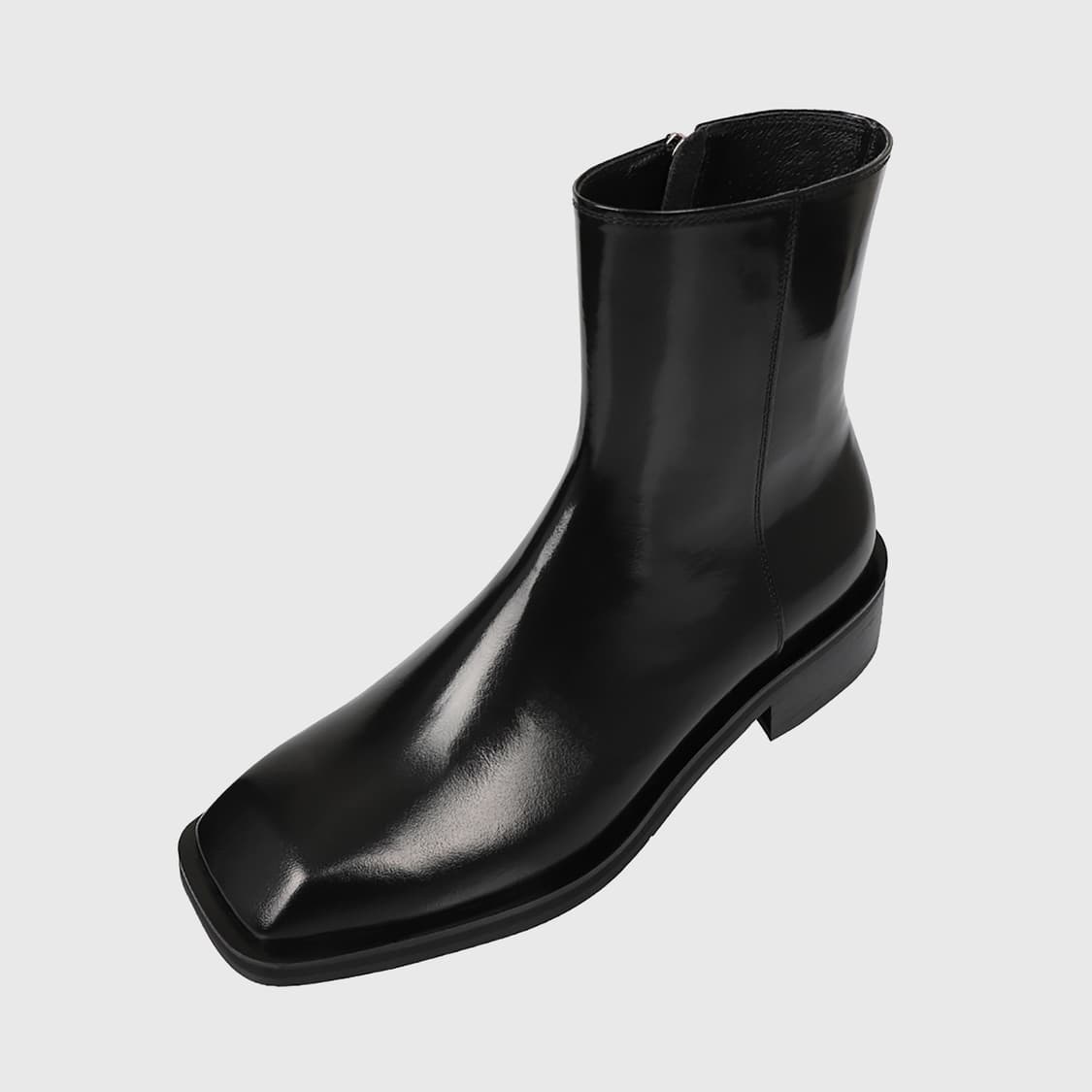 (240) HUMANT 후망 야베스 / 블랙 레더 앵클 부츠 스퀘어토 상품이미지1