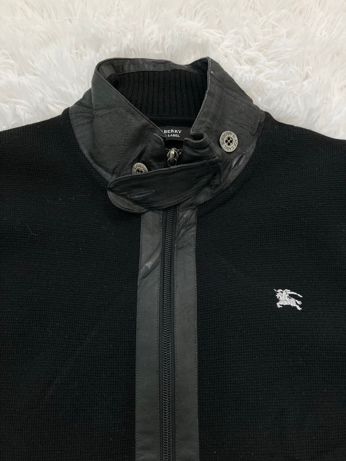 버버리 블랙라벨 레더 니트 집업 o-783 y2k 스트릿 갸루 펑키 일본 상품이미지5