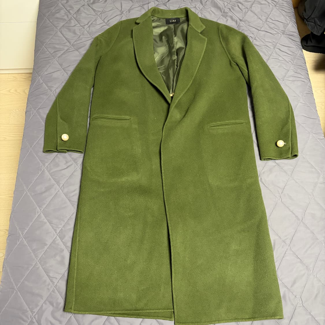 타임 캐시미어 여성코트 카키 레이어드 상품이미지1