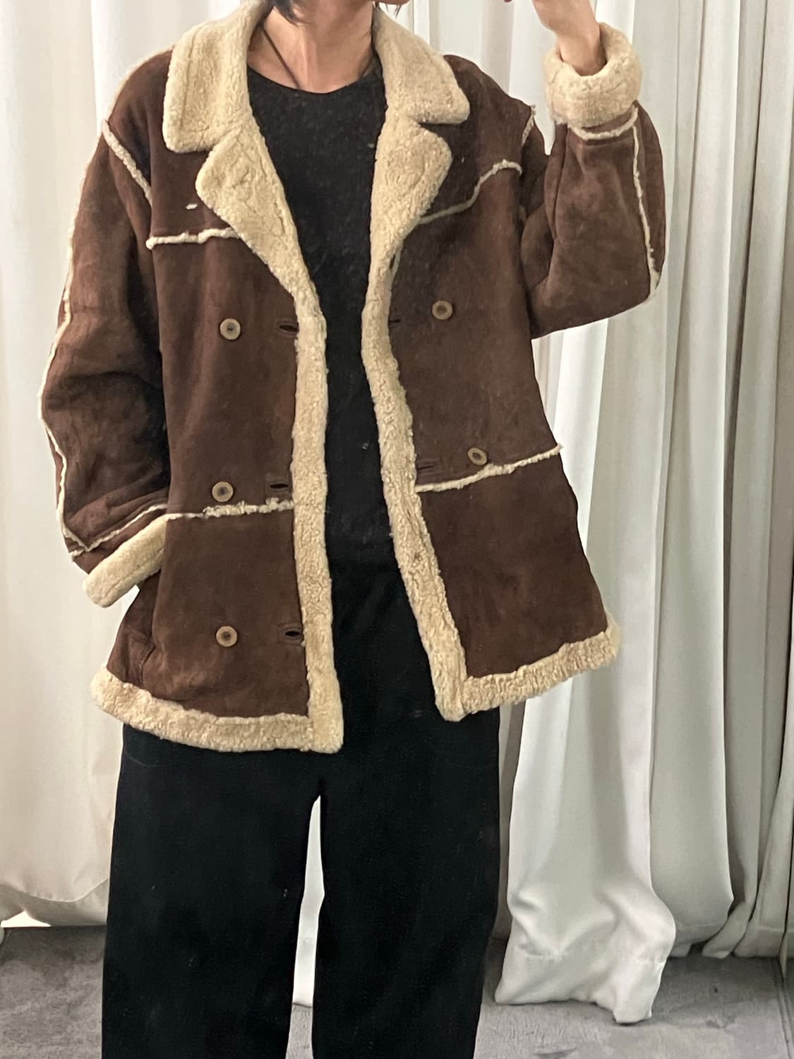 VTG 빈티지 브라운 양가죽 시어링 무스탕 자켓 상품이미지7