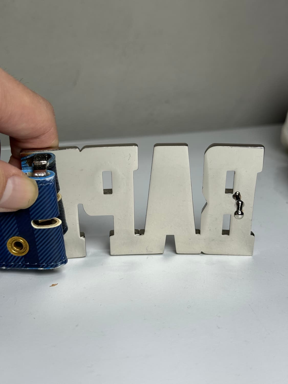 니고 시절 진짜 베이프 아카이브 소가죽 체크 패턴 벨트 상품이미지3