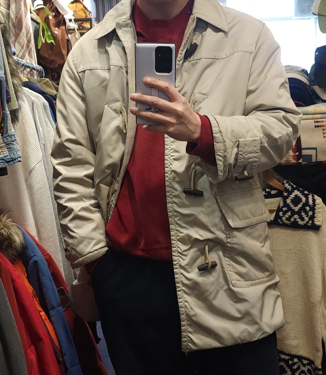 90s 에르메스 더플코트 캐시미어 라이닝 아이보리 코트 48 상품이미지10