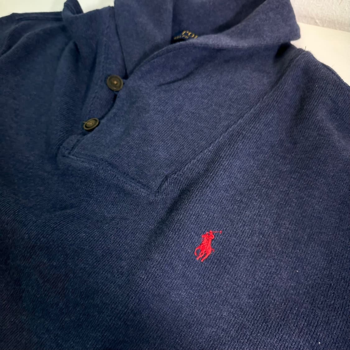 L-XL 폴로 네이비 하찌카라 반집업 니트 상품이미지4