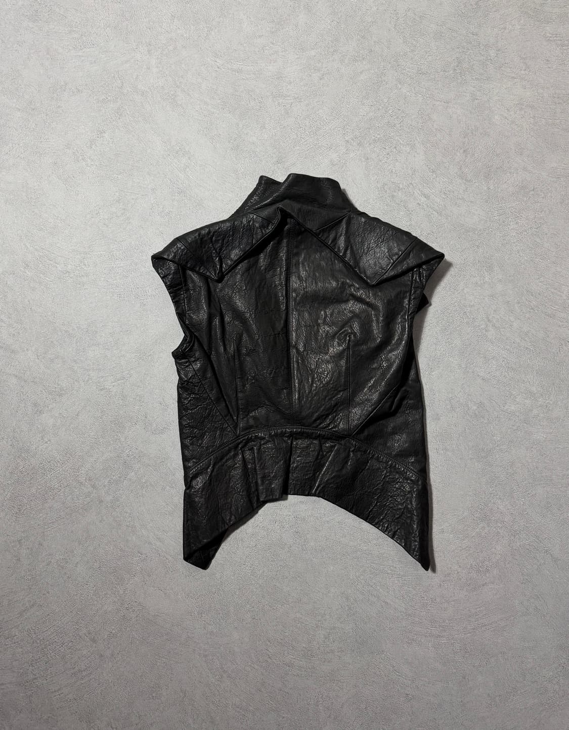 10SS 릭오웬스 하이넥 스컬프처럴 레더 베스트 상품이미지6