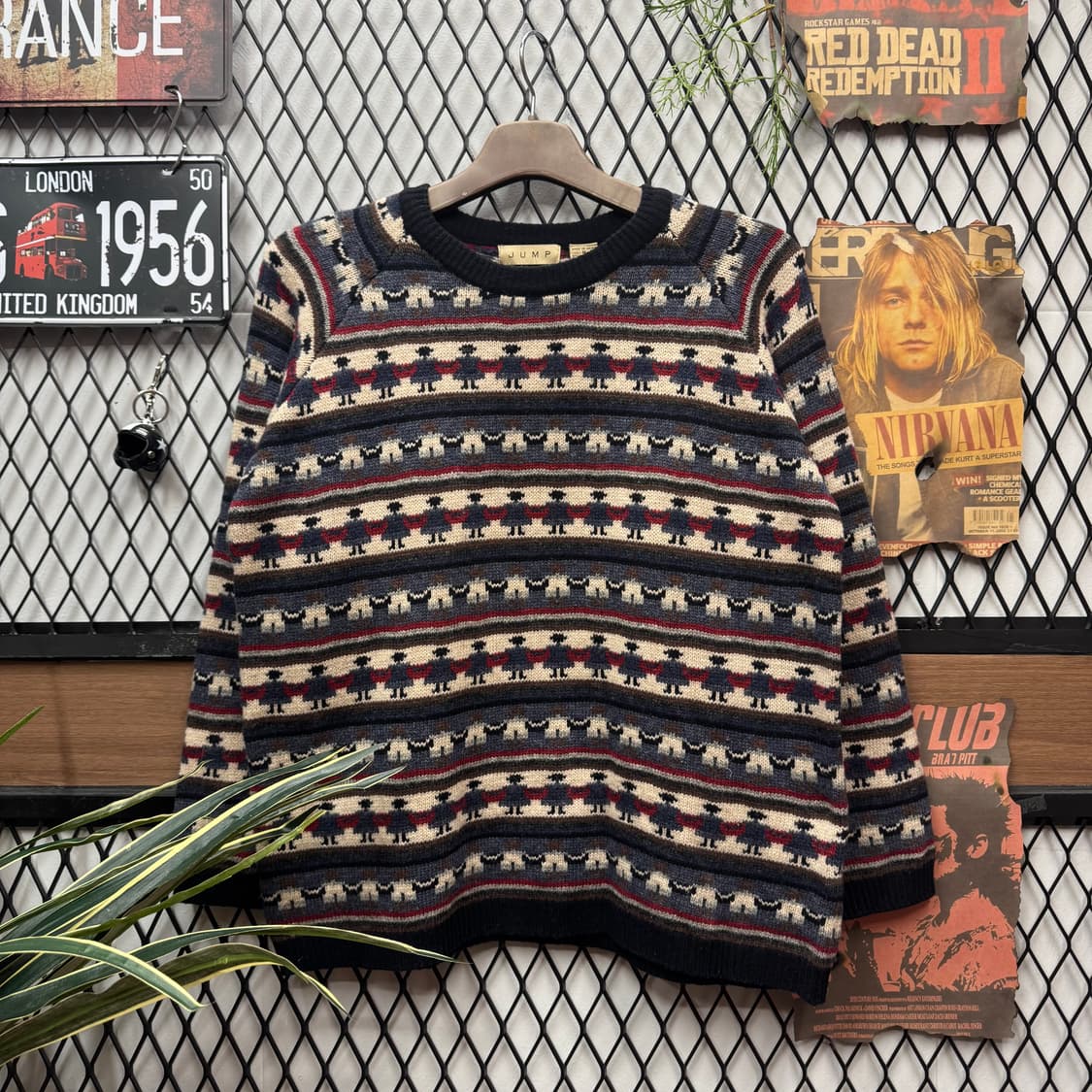 90s JPN VINTAGE 에스닉 패턴 울 니트 스웨터 상품이미지1