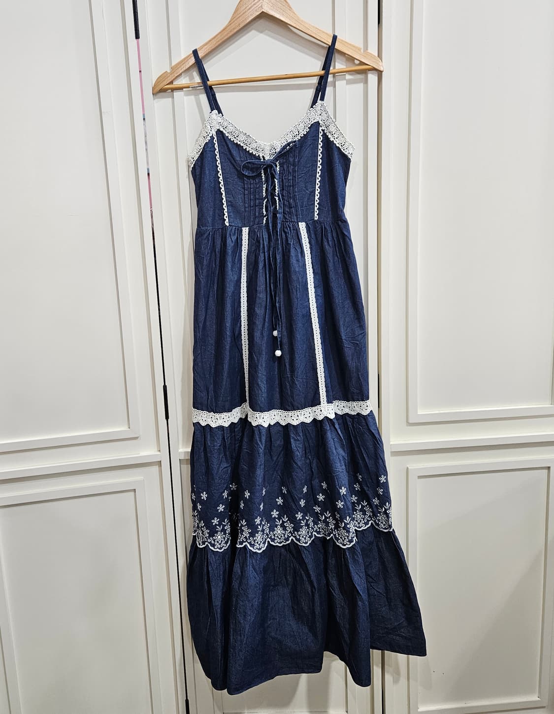 리즈리사 데님 레이스 롱원피스 상품이미지1