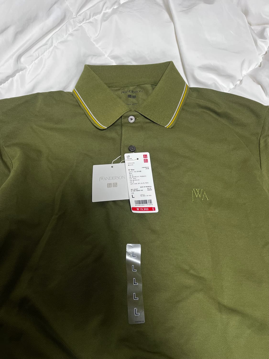 [L] 유니클로 JW앤더슨 드라이 피케 폴로셔츠 올리브 상품이미지2