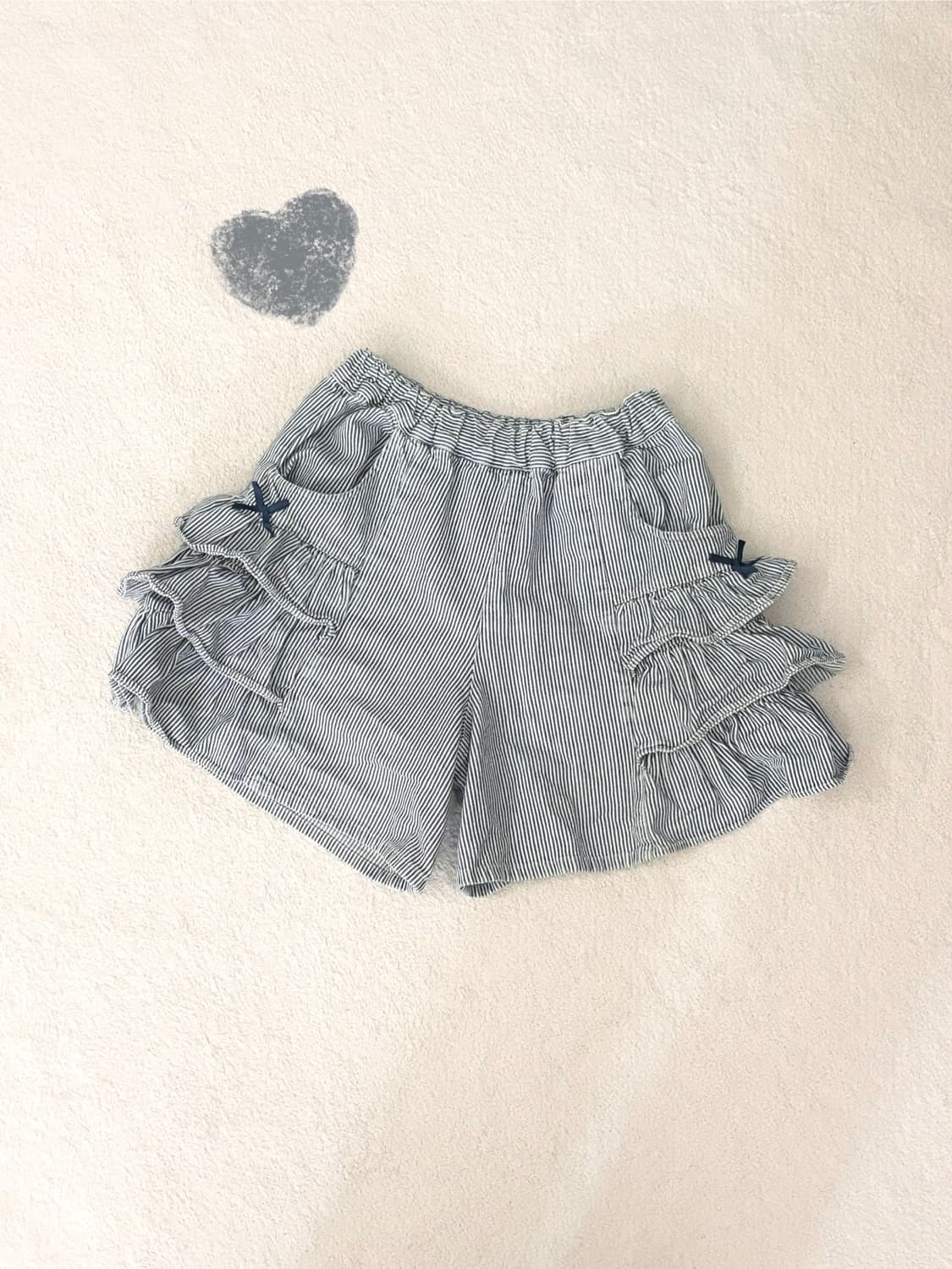 일본빈티지 블루베리 스트라이프 큐롯팬츠 히메갸루라떼갸루 상품이미지1