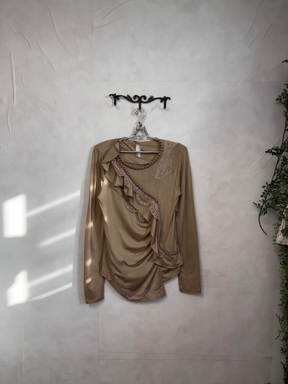 Pink beige fairy ruffle lace long sleeve 상품이미지2