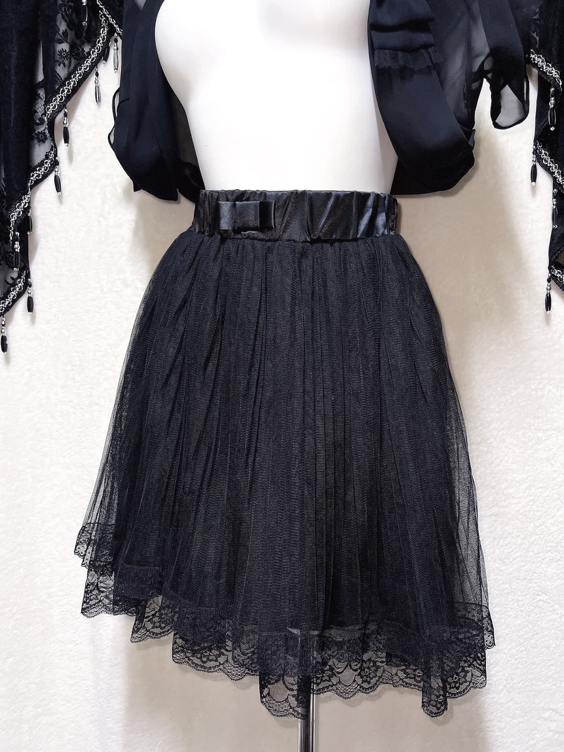 로맨틱고딕 고스로리 펑크 블랙 레이스 언발 샤스커트 튜튜 공겜 핀터페어리 상품이미지2