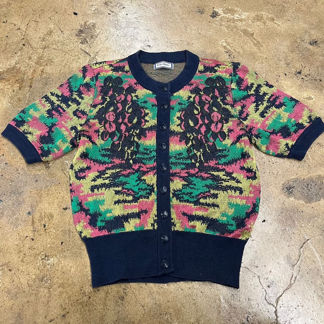 [정품/M] 입생로랑 패턴 반팔 가디건 b10 상품이미지2