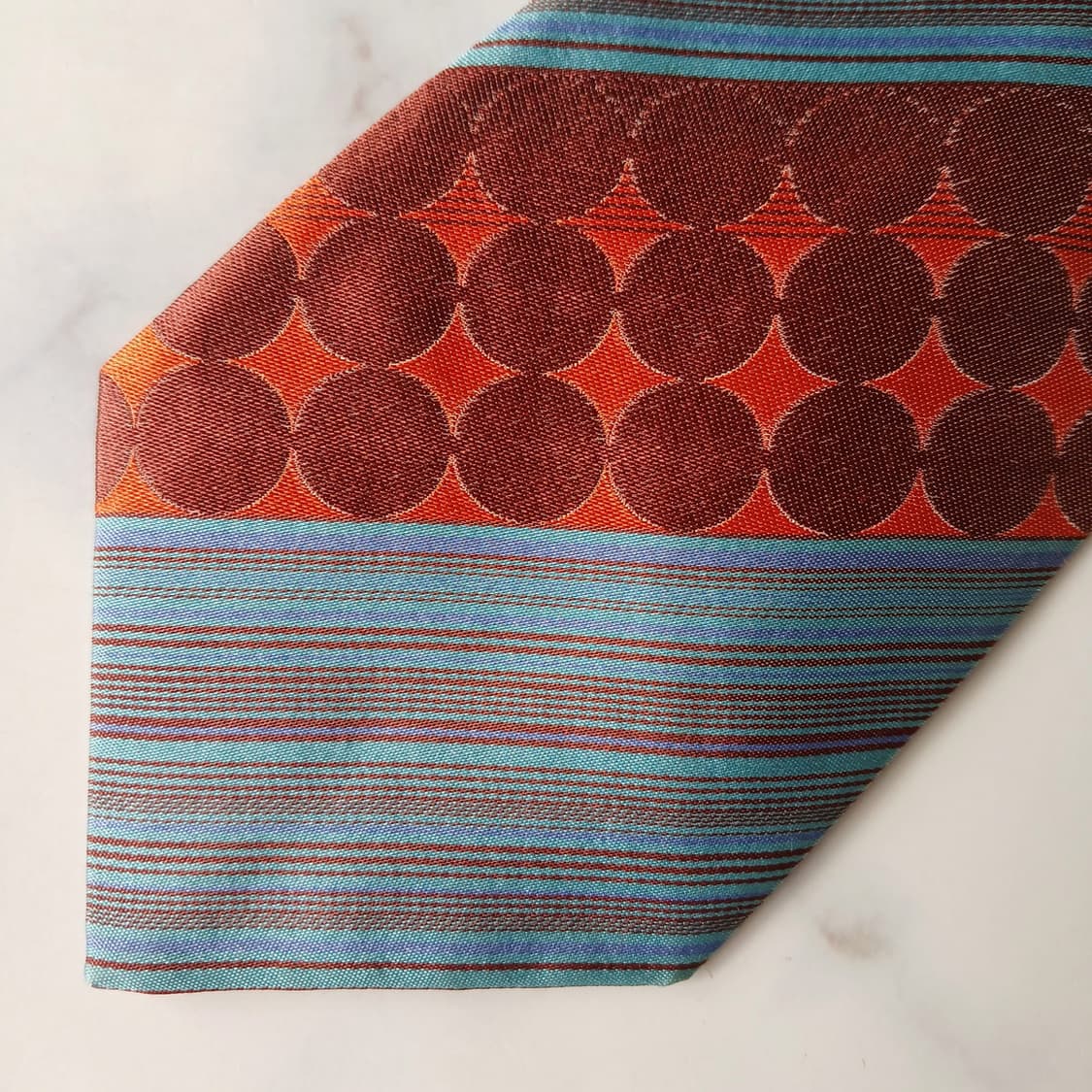 겐조 실크 블루 & 다홍 패턴 넥타이 9.5cm A+등급 E927
 상품이미지7