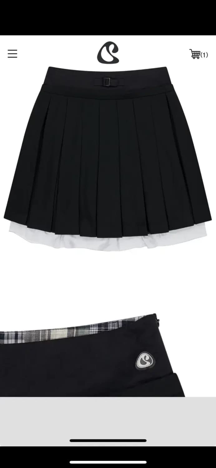 코이세이오 더블 웨이스트 플리츠 스커트 블랙 상품이미지2