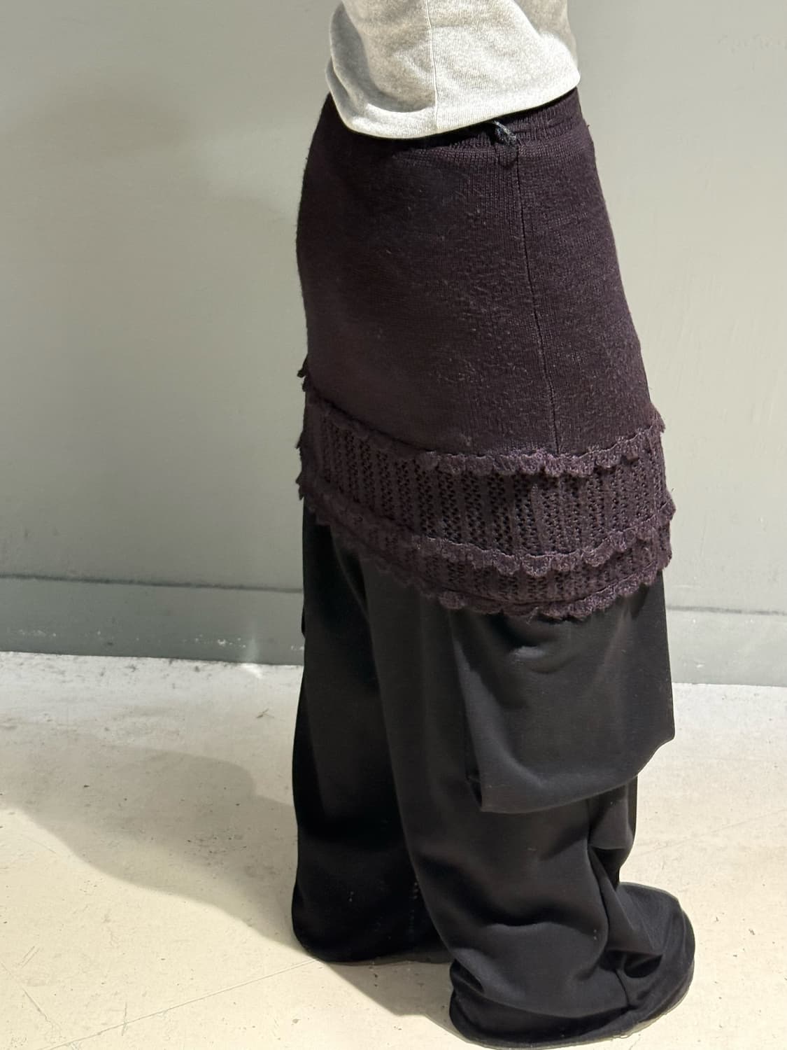 purple🍇 crochet line detail knit skirt 상품이미지4