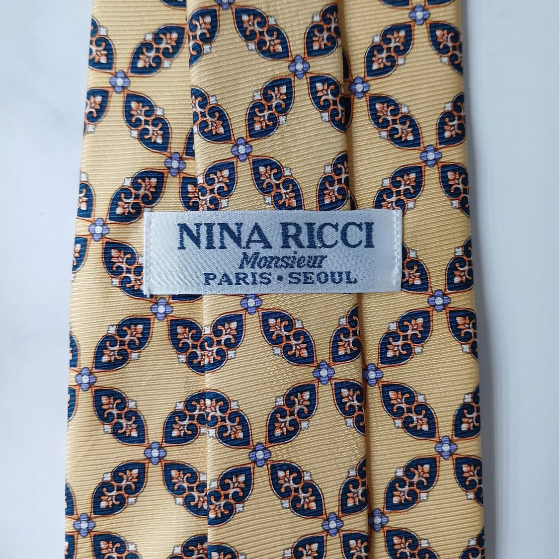 니나리치 실크 옐로우 패턴 넥타이 10cm A+등급 E937 상품이미지9