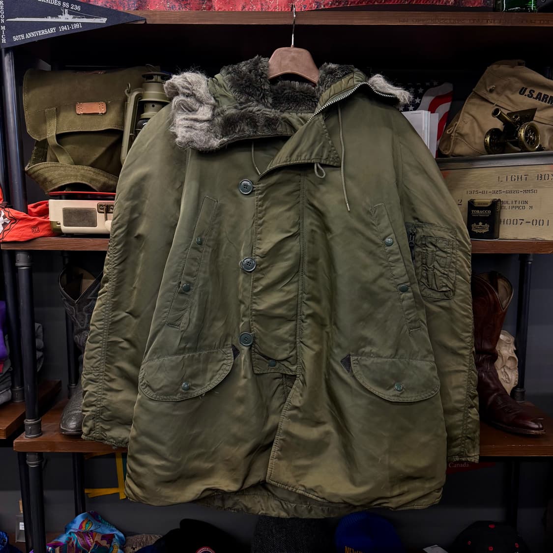 90s 알파 인더스트리 N3B 밀리터리 퍼 후드 야상 자켓 파카 N135 상품이미지1