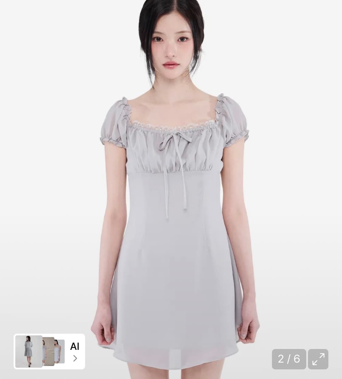 알키알카 원피스 Puff Chiffon Mini Dress - gray 상품이미지4