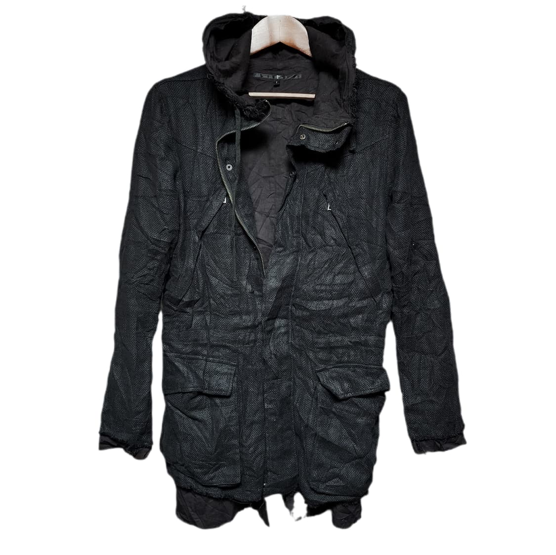 No Id 컷오프 아티잔 레이온 후드 자켓 상품이미지1