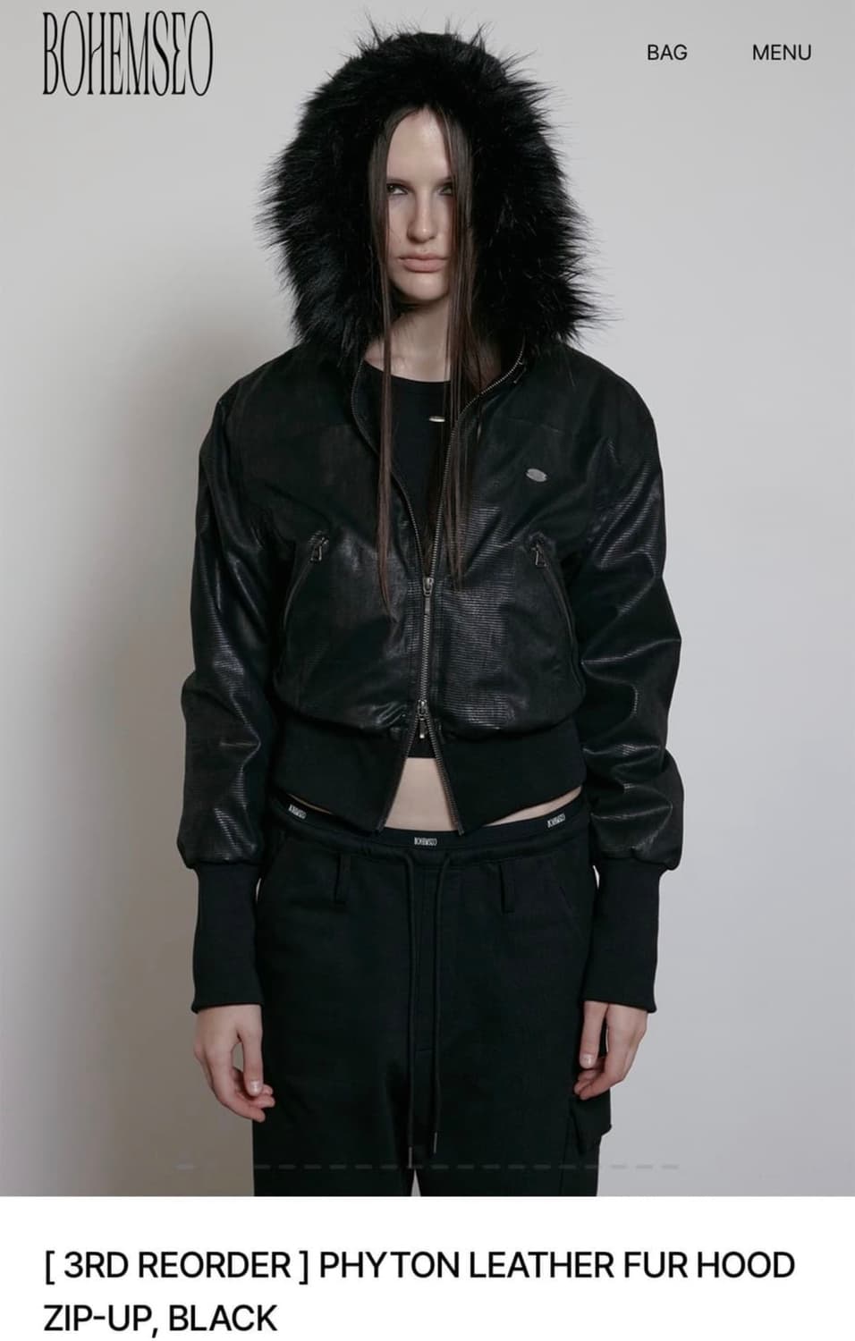보헤미안 서울 보헴서 파에톤 레더 퍼 후드집업 상품이미지2