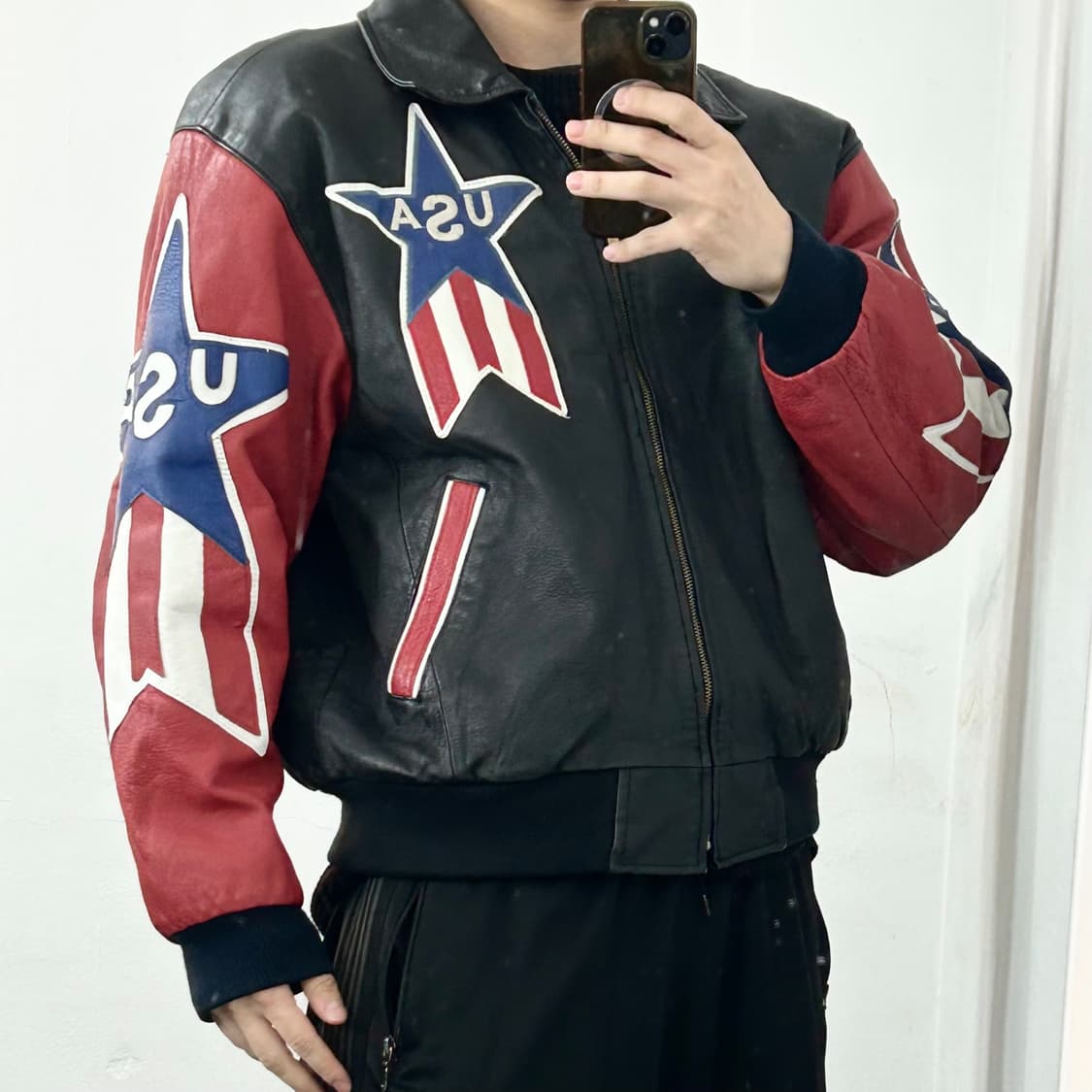 Michael Hoban 소가죽 성조기 봄버 자켓 상품이미지2