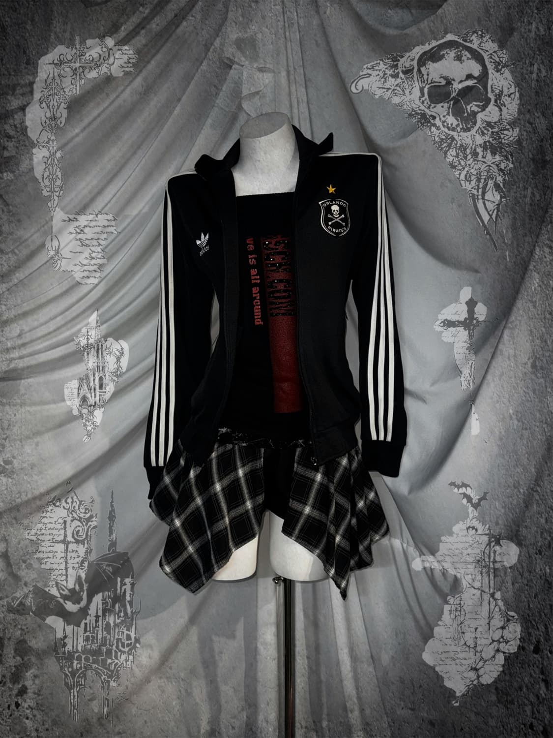  아디다스 해골 데일리펑크 코디세트  상품이미지1