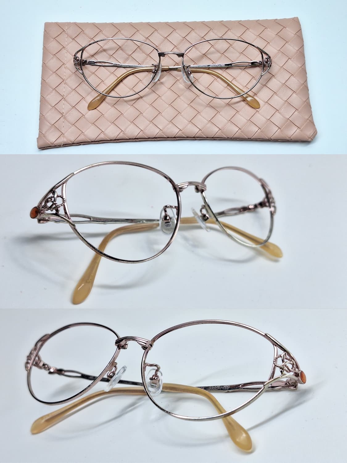 00s 일본 빈티지/ T415 보석 힌지 장식 티타늄 안경테53mm/여성 상품이미지2