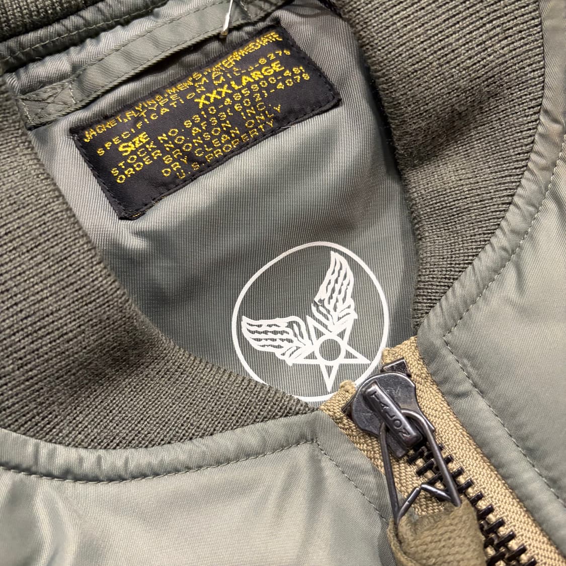 [3XL] 브론슨 USAF MA-1 항공 점퍼 카키 그린 C788 상품이미지4