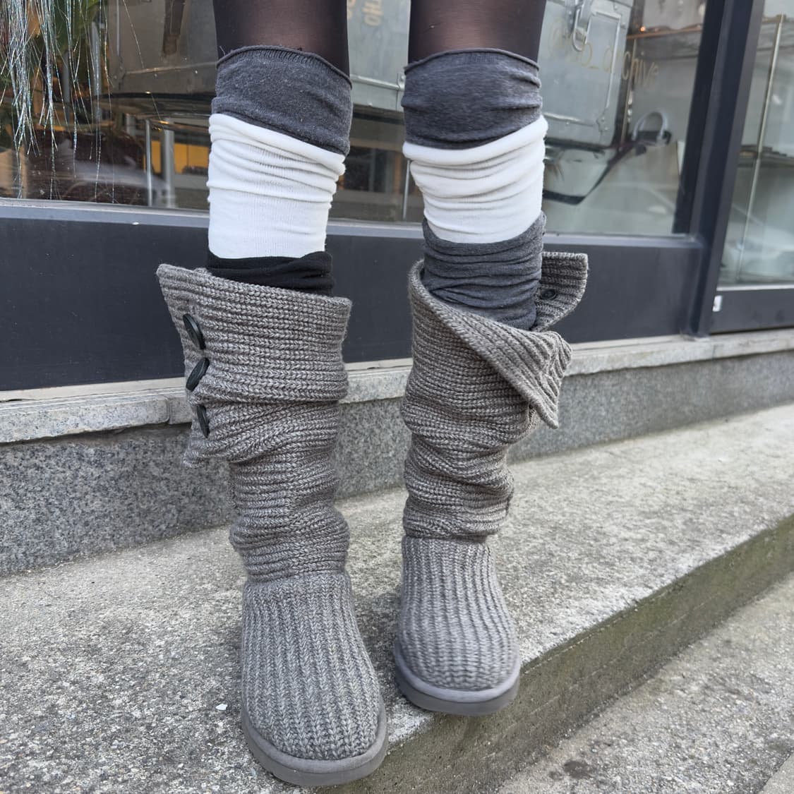 2000s Y2K 니트 카디 어그 부츠 상품이미지1